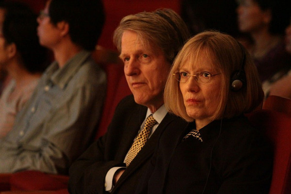 Robert and Virginia Shiller attend an event at Fudan University yesterday. — Ti Gong 