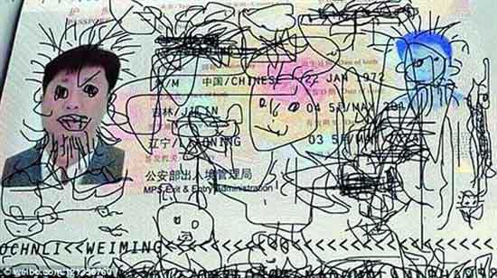 Man stuck abroad after his son doodles on passport.