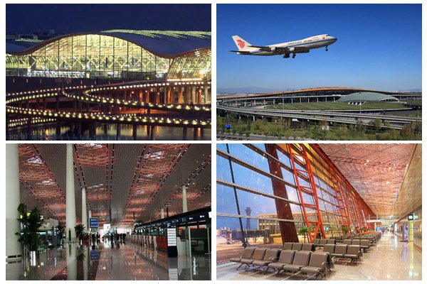 A combo photo of Beijing Capital Airport PEK Terminal 3.
