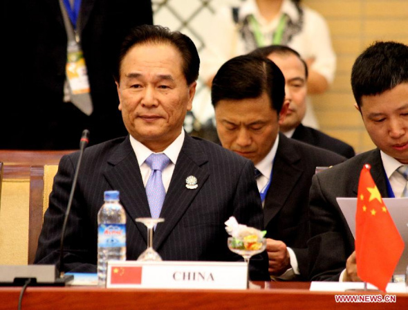 Chinese Minister for Information Office of the State Council Cai Mingzhao attends Social Responsible Media for a Peace and Prosperous Community Plenary Session in Nay Pyi Taw, Myanmar, June 12, 2014. (Xinhua/U Aung)