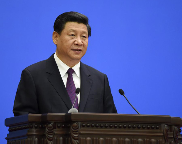 Chinese President Xi Jinping on Saturday delivered a keynote speech at a commemoration marking the 60th anniversary of the Five Principles of Peaceful Coexistence at the Great Hall of the People in Beijing.[Photo/Xinhua]