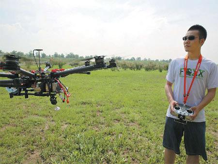 Aerial photographer Jin Xing uses a civilian drone to snap pictures from the sky via remote control. Flying has been a perennial dream of humanity, Jin says. Provided to China Daily