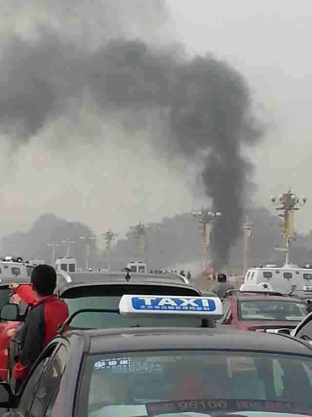 A car bomb targeted a crowd at Tian'anmen Square in Beijing on Oct 28, 2013. [Photo Provided to China Daily]