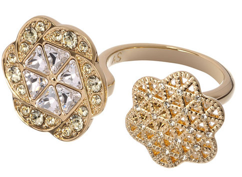 Flower and Seed of Love open ring in champagne gold