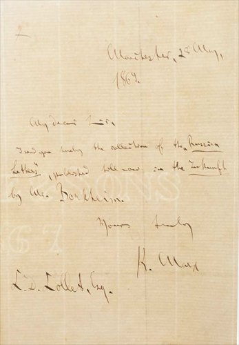 Marx's letter. Photo: thepaper.cn