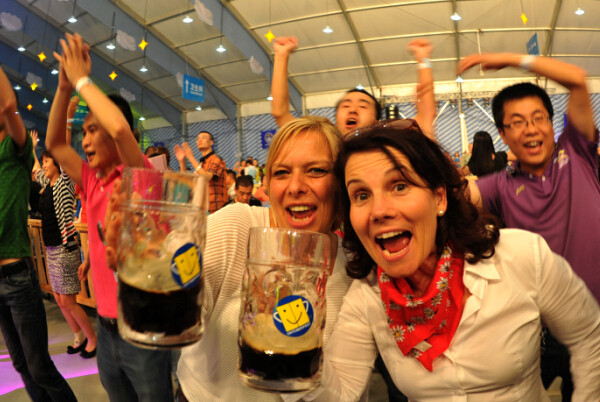 Revellers enjoy beer at last years Munich Beerfest in Beijing. [Photo provided to China Daily]