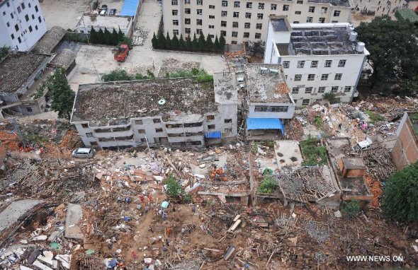 erial photo taken on Aug. 4, 2014 shows the quake-hit Longtoushan Town of Ludian county in Zhaotong city, southwest China's Yunnan province.  (Xinhua/Xue Yubin)