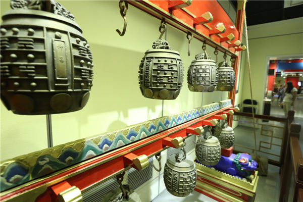 These bells are among the selected articles at the cultural relics exhibition. Photos By Jiang Dong / China Daily