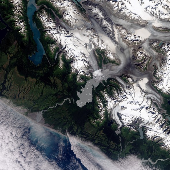 Located in the Brabazon Range of southeastern Alaska, Yakutat Glacier is one of the fastest retreating glaciers in the world. [Photo/NASA]