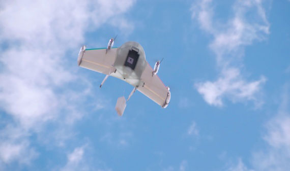 Google's delivery drone releasing a package [Photo courtesy of Google]