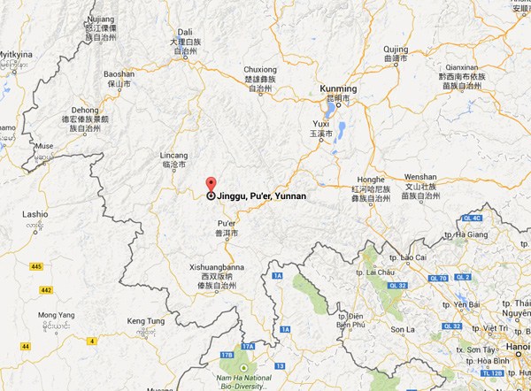 A photo grab from google maps shows the epicenter of the quake in southwest China's Yunnan Province on Tuesday.