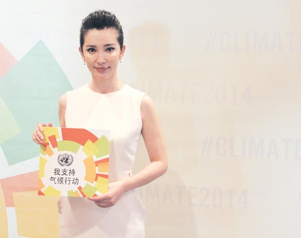 Li Bingbing, who was born in a small town in Northeast China's Heilongjiang province, has helped launch several campaigns with the UN and by herself in China. Hu Haidan / China Daily