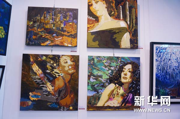 An artwork by Canadian artist Fariba Mahmoondian is on display at the 17th Beijing International Art Fair at the Agricultural Exhibition Center in Beijing, Oct 8, 2014. [Photo/Xinhua]