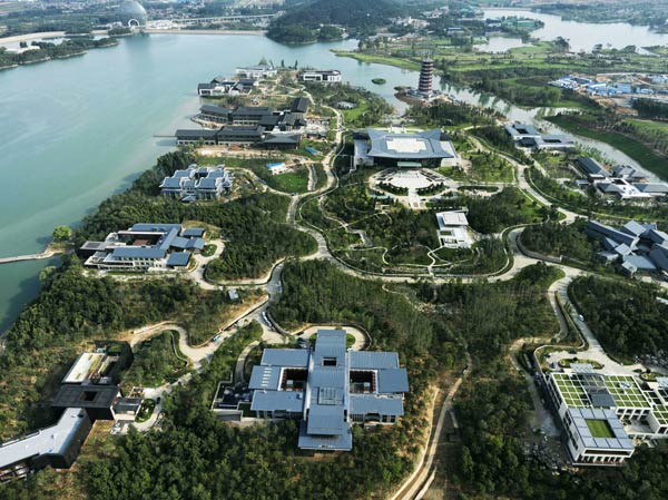 Aerial view of Yanqi Lake in Huairou district in Beijing. For China Daily  