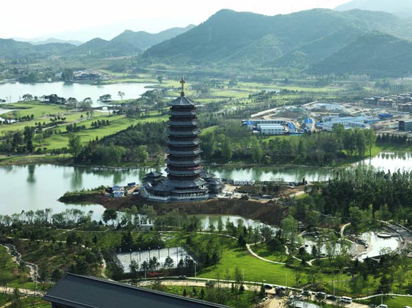 Aerial view of Yanqi Lake in Huairou district in Beijing. For China Daily  