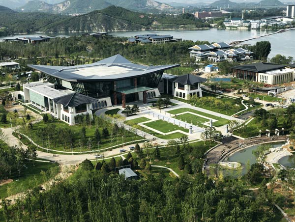 Aerial view of Yanqi Lake in Huairou district in Beijing. For China Daily  