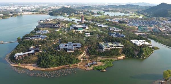 Aerial view of Yanqi Lake in Huairou district in Beijing. For China Daily