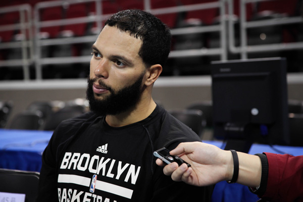 Deron Williams is interviewed by China Daily at MasterCard Center in Beijing, Oct 14, 2014. Photo by Wang Yuxi/chinadaily.com.cn