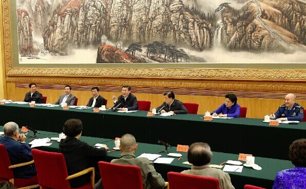 Chinese President Xi Jinping presides over a symposium that gathered some of the country's most renowned authors, actors, scriptwriters and dancers in Beijing, capital of China, Oct. 15, 2014. (Xinhua/Pang Xinglei)