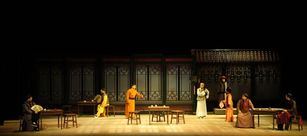 A scene from Peking Opera master Li Baochun's latest work, The Confidants, which will start its tour of the Chinese mainland later this month. Photo provided to China Daily