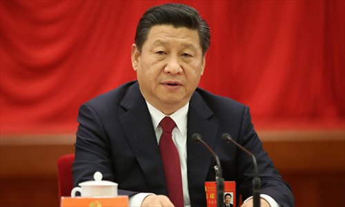 Xi Jinping, general secretary of the Central Committee of the Communist Party of China (CPC), speaks at the Fourth Plenum of the 18th CPC Central Committee on Thursday in Beijing. Photo: Xinhua