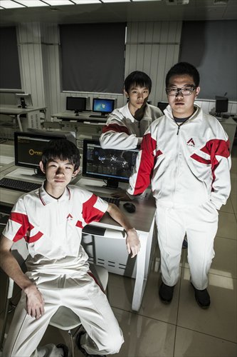 Budding young hackers Zhao Pinhan (left), Yan Jun (middle), and Xiao Yuanan. Photo: Li Hao/GT