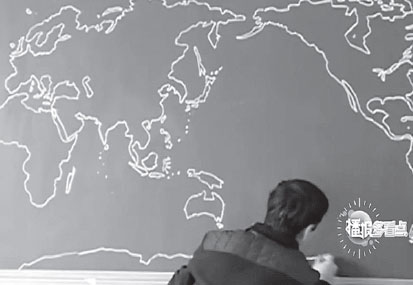 A video screenshot shows Wang Boming, a geography teacher, drawing a complete world map within a few minutes. China Daily  