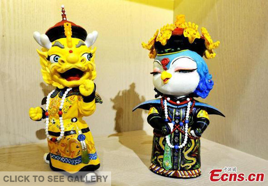 The mascots of the Palace Museum meet the public in Xiamen, Fujian province on Sunday. (Photo: Chinanews)