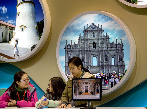 Photographs of landmarks in Macao are on display at an exhibition marking the 15th anniversary of the founding of the special administrative region. 