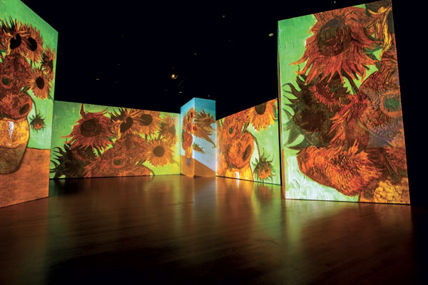 Vincent van Gogh's painting Sunflowers at the Van Gogh Alive show to be held in Shanghai and Beijing later this year. [Photo provided to China Daily]  
