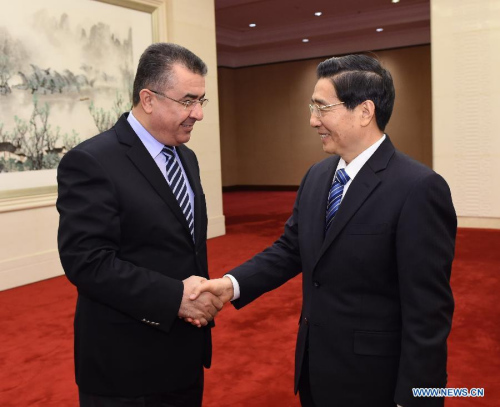 Chinese State Councilor and Minister of Public Security Guo Shengkun (R) meets with Mehmet Celalettin Lekesiz, chief of Turkish National Police, in Beijing, capital of China, Jan. 26, 2015. (Xinhua/Rao Aimin)