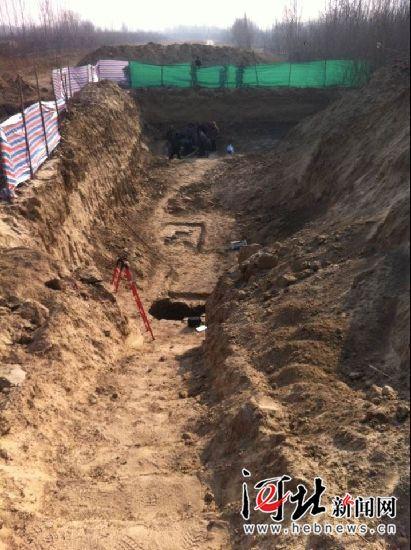 The excavation site in in Renshui Village, Bazhou City.[Photo/hebnews.cn]