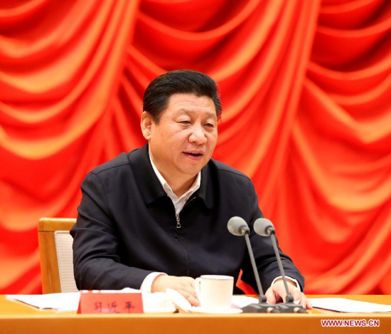 Chinese President Xi Jinping, also general secretary of the Communist Party of China (CPC) Central Committee and chairman of the Central Military Commission, addresses the opening ceremony of a workshop on promoting the rule of law attended by ministerial and provincial officials at the CPC Central Committee Party School in Beijing, capital of China, Feb. 2, 2015. (Xinhua/Ma Zhancheng)
