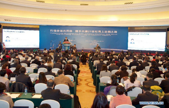 The international seminar on the 21st Century Maritime Silk Road is opened in Quanzhou City, southeast China's Fujian Province, Feb. 11, 2015. (Xinhua/Wei Peiquan)