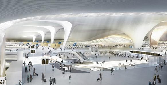 The concept design for the Beijing New Airport Terminal Building was done by ADP Ingenierie and Zaha Hadid Architects. Provided to China Daily  