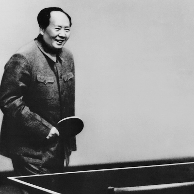 One of Lyu's most famous photos shows Mao playing pingpong. (Photo/the Beijing Daily)