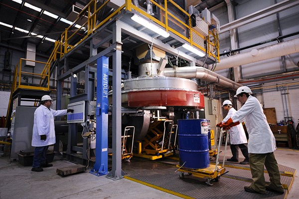 The dry slag granulation rig is fitted to blast furnaces to produce granulated slag and heated air. (Photo/CSIRO)