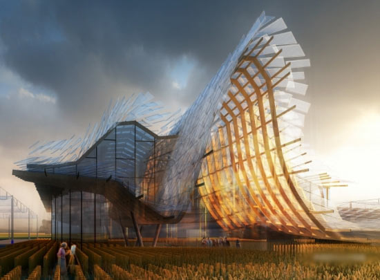Following a theme of hopeful farmland, the source of life, the China pavilion spans an area of 4590 square meters, making it the event's second largest pavilion built by countries other than Italy itself.