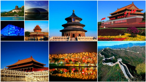 This combo photo shows scenic spots in Beijing. (Photo/CNTV)