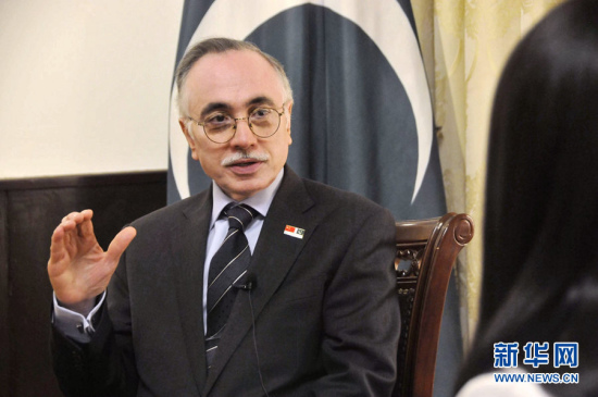 Pakistani Ambassador to China Masood Khalid gives an exclusive interview with Xinhuanet before Chinese President Xi Jinping's visit to Pakistan. (Photo source: Xinhuanet photo)