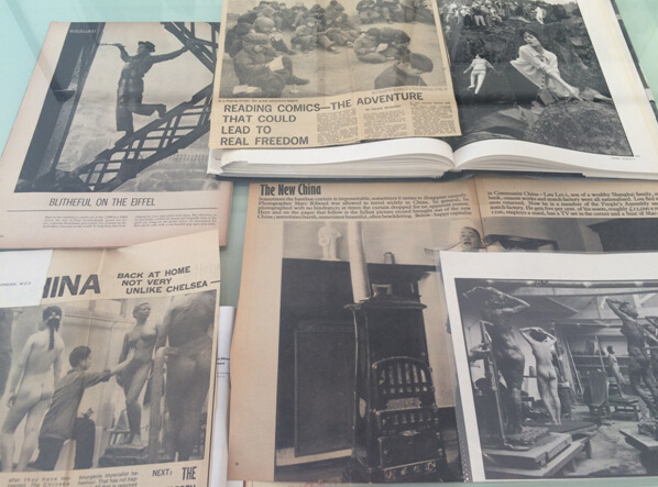 Riboud's clippings detail his early journeys to China. (Photo by Rory Howard)