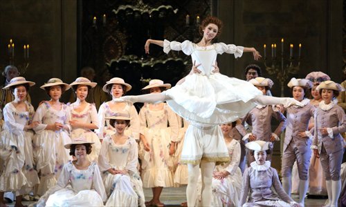 Performers rehearse a scene from Andrea Chenier at the NCPA in Beijing on Wednesday. (Photo: Courtesy of the NCPA)