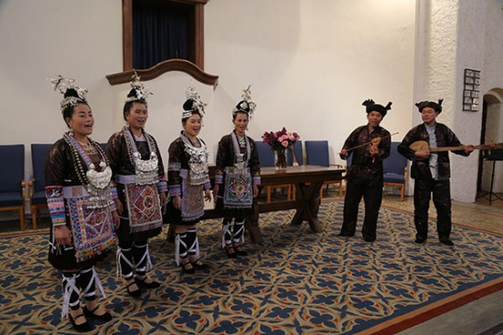 Dong Singers, a band of six members from southwestern China's Guizhou province, takes part in the International Festival of Vocal Music in Leipzig, Germany, in May. Photo provided to China Daily