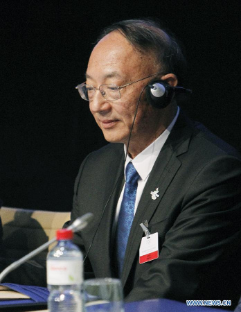 Liu Peng, minister of the General Administration of Sport of China and president of the Chinese Olympic Committee reacts at the presentation of Beijing Candidate City's bid for the 2022 Winter Olympic games, at the IOC Museum in Lausanne, Switzerland, on June 9, 2015. (Xinhua/Zhou Lei)