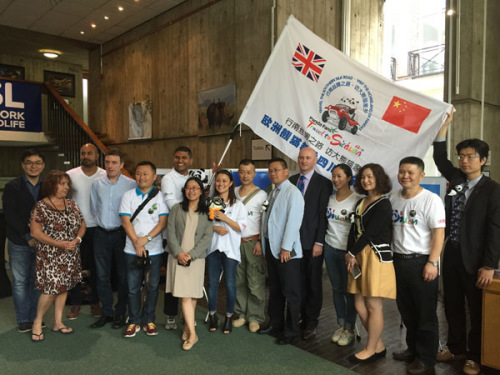 A group of panda fans selected from European countries are joining a two-month self-drive tour from Europe to Sichuan province,China. (Photo by Tan Qiuying/China Daily)