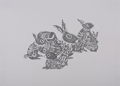 Rabit, 53x38, fountain pen, 2014. [Photo from weibo of Tiancheng Outsider Art Center]