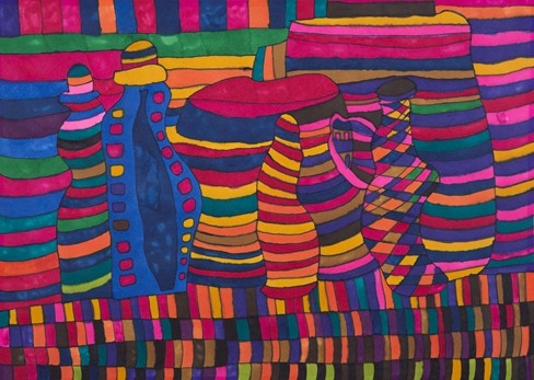 Inner scenery 41, 53x38, mark pen, 2014. [Photo from weibo of Tiancheng Outsider Art Center]