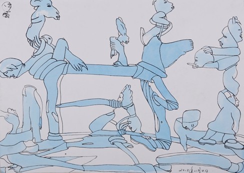 Unconsciousness 2, 37x39, watercolor, 2014. [Photo from weibo of Tiancheng Outsider Art Center]