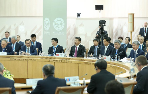 Chinese President Xi Jinping attends the 15th Shanghai Cooperation Organization (SCO) summit in Ufa, Russia, July 10, 2015. (Xinhua/Pang Xinglei) 