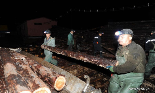 Rescuers carry rescue materials at Xuxiang mine in Xing'an District of Hegang City, northeast China's Heilongjiang Province, July 21, 2015. The flooded coal mine trapped 15 miners in northeast China's Heilongjiang Province. Local authorities said there is a chance they will survive. (Photo: Xinhua/Wang Song)